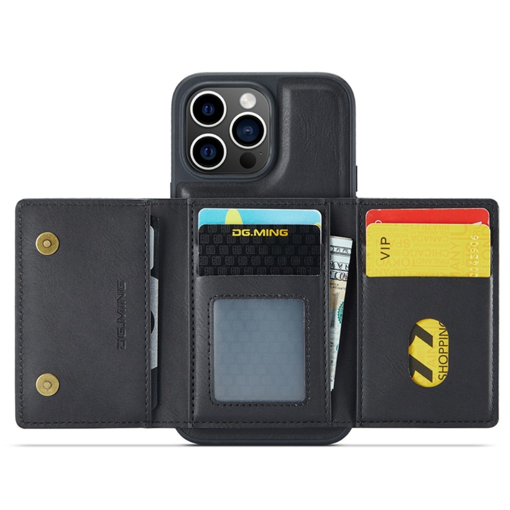 Magnetic Card Slots Zipper Case iPhone 15 Pro Max Black