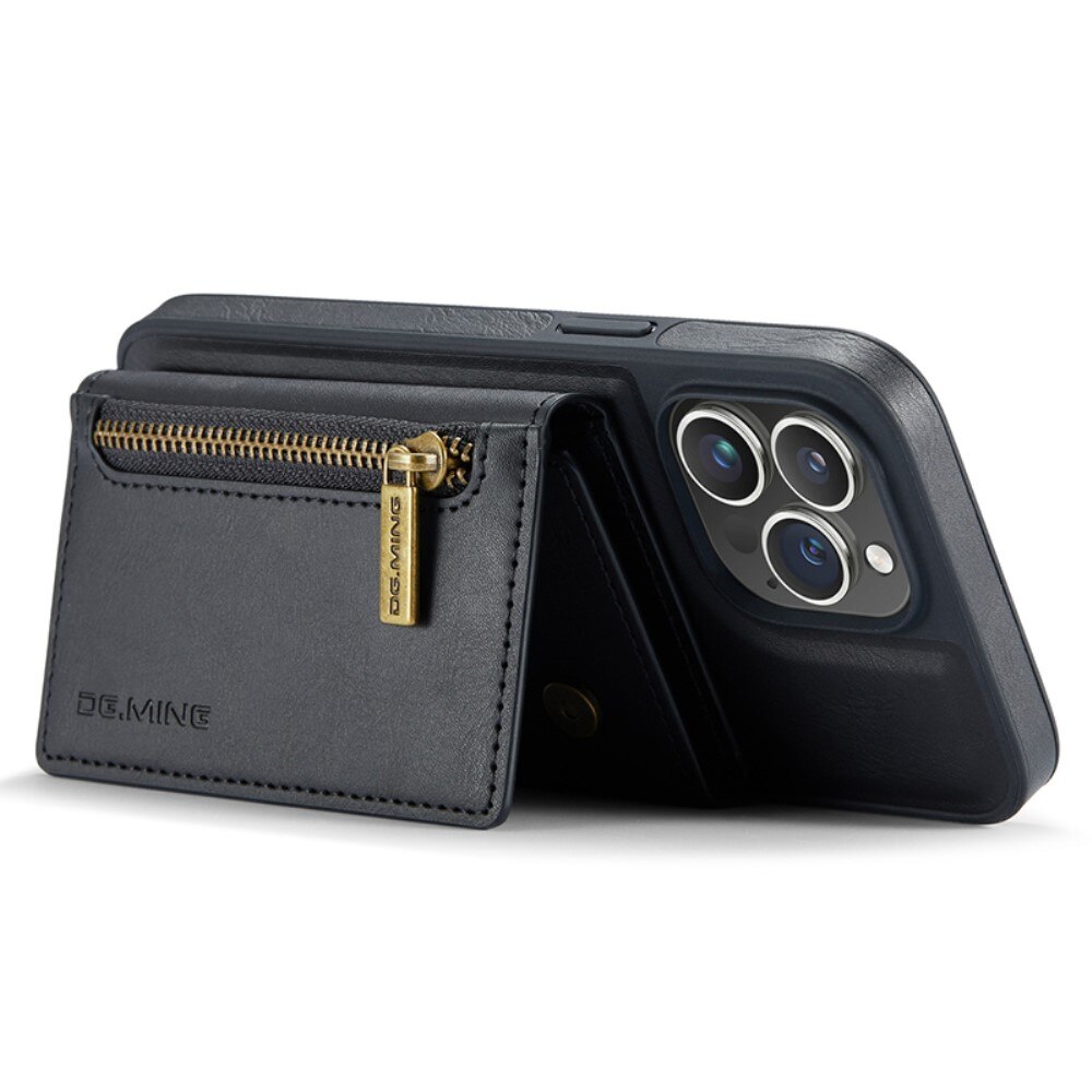 Magnetic Card Slots Zipper Case iPhone 15 Pro Max Black