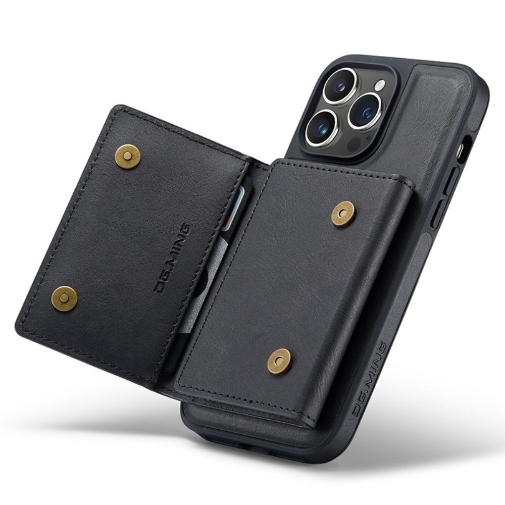 Magnetic Card Slots Zipper Case iPhone 15 Pro Max Black