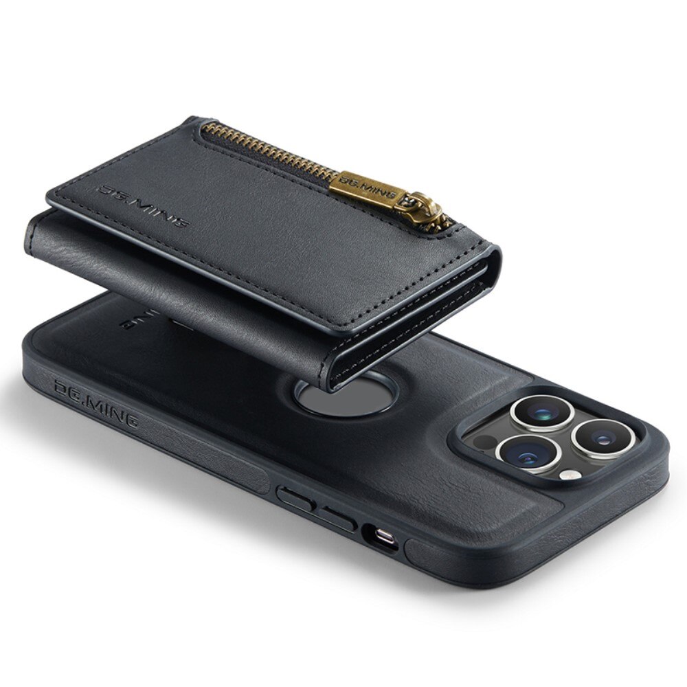 Magnetic Card Slots Zipper Case iPhone 15 Pro Max Black