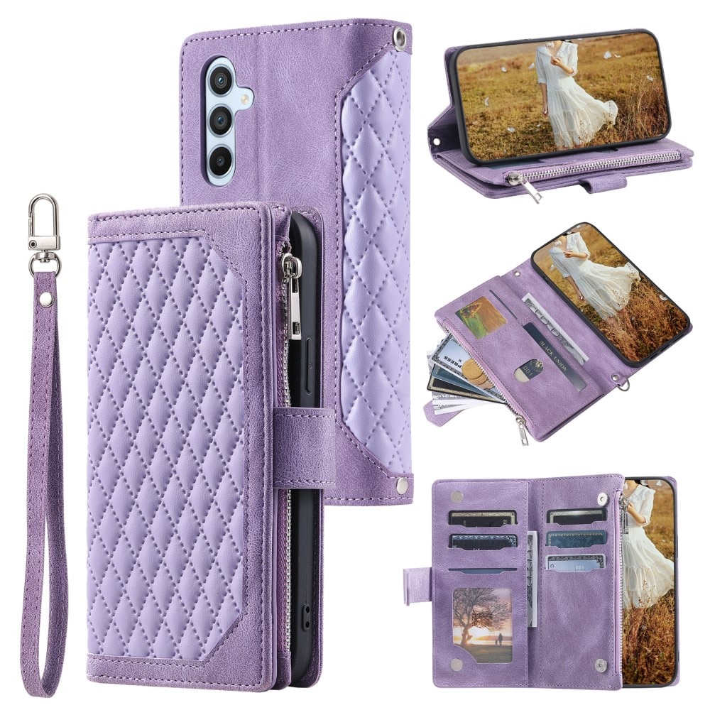 Samsung Galaxy A15 Portemonnee tas Quilted paars
