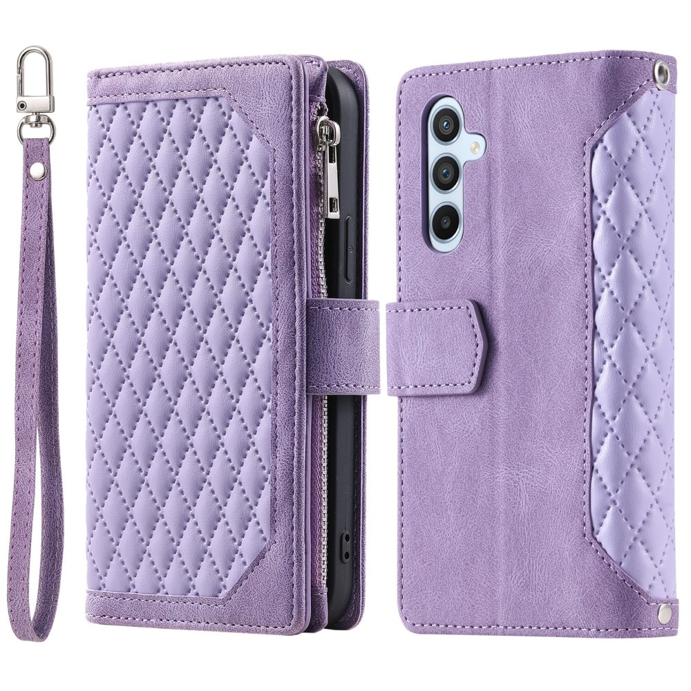 Samsung Galaxy A15 Portemonnee tas Quilted paars