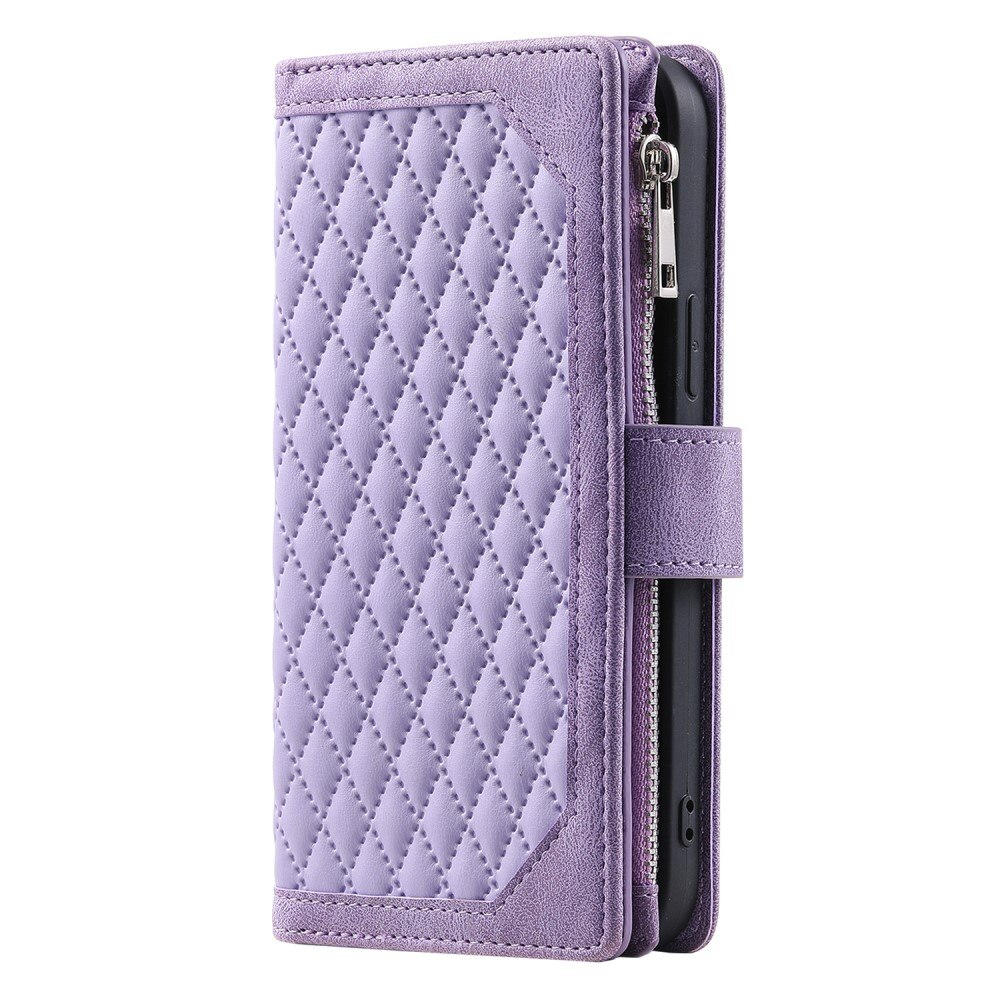 Samsung Galaxy A15 Portemonnee tas Quilted paars