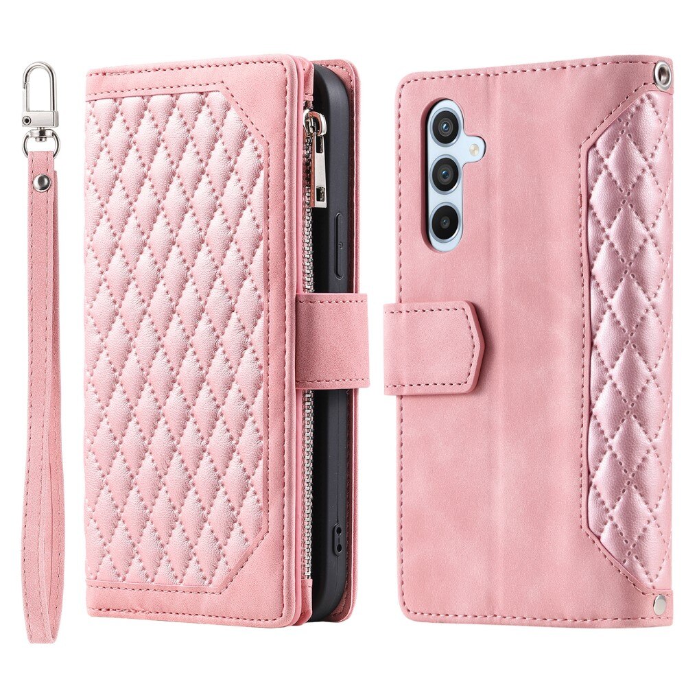 Samsung Galaxy A15 Portemonnee tas Quilted roze