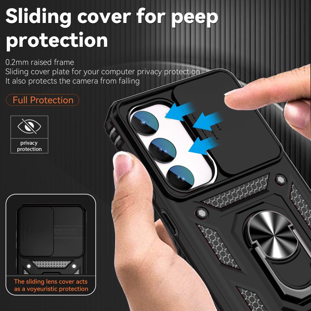 Samsung Galaxy S23 FE Hybridcase Ring + Camera Protector zwart