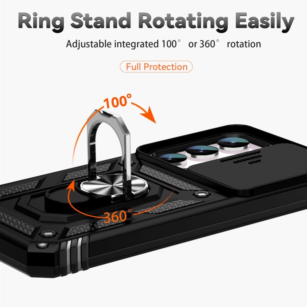 Samsung Galaxy S23 FE Hybridcase Ring + Camera Protector zwart