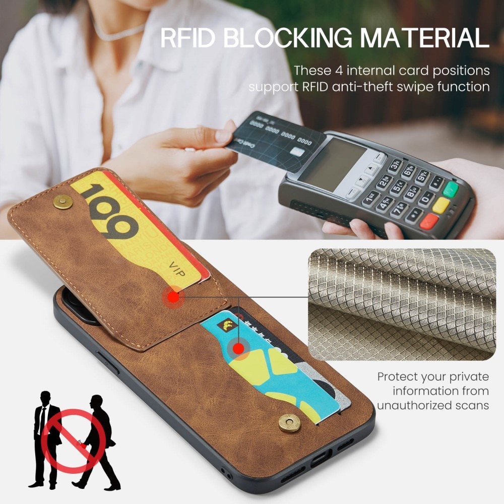 RFID blocking Multi-slot hoesje iPhone 15 Pro bruin
