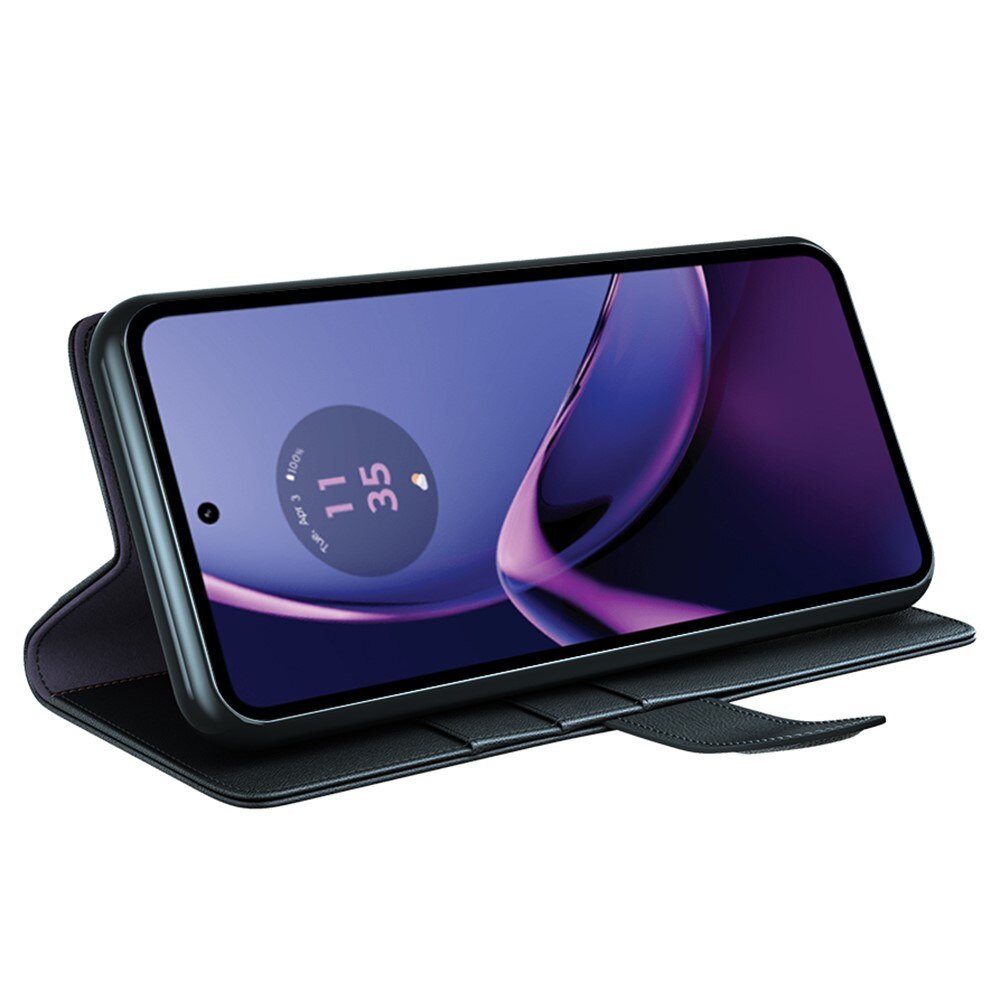 Motorola Moto G84 Echt lederen hoesje zwart