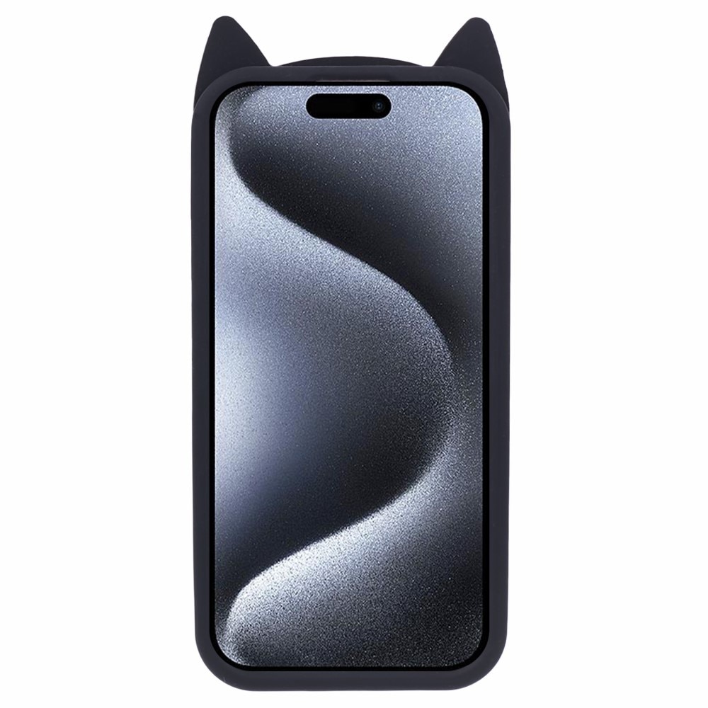 Siliconen hoesje Kat iPhone 15 Pro zwart