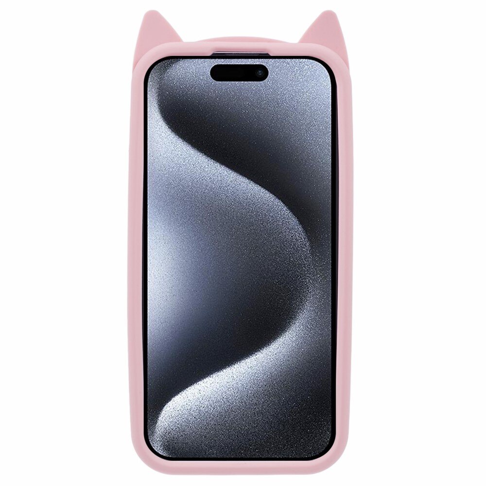 Siliconen hoesje Kat iPhone 15 Pro roze