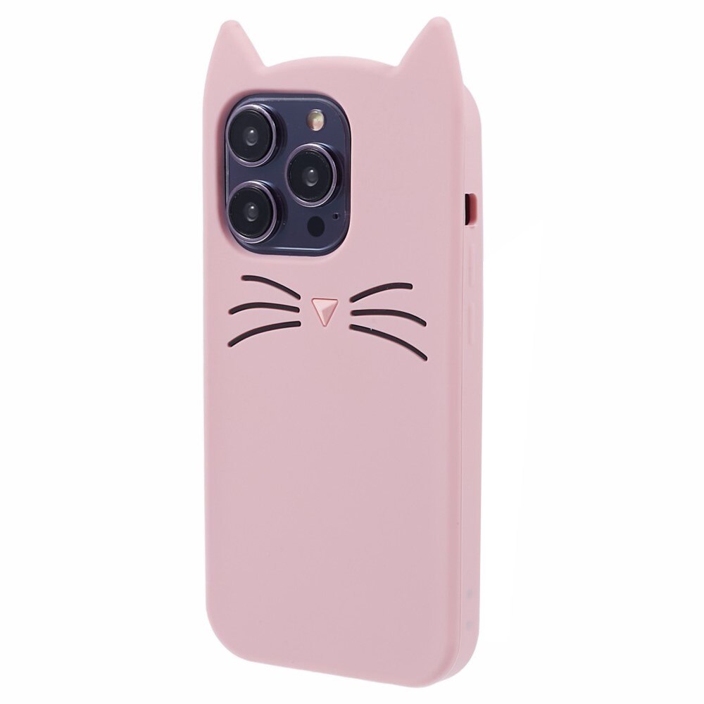 Siliconen hoesje Kat iPhone 15 Pro roze