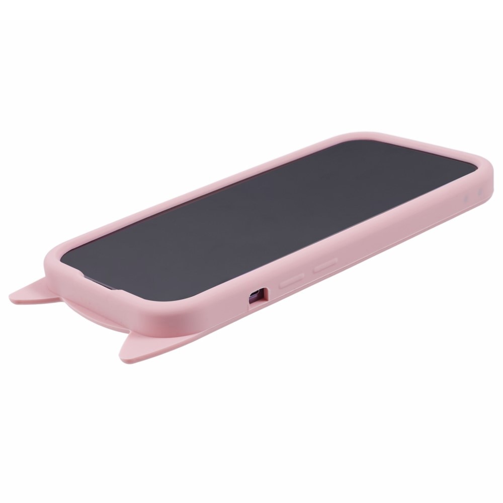 Siliconen hoesje Kat iPhone 15 Pro roze
