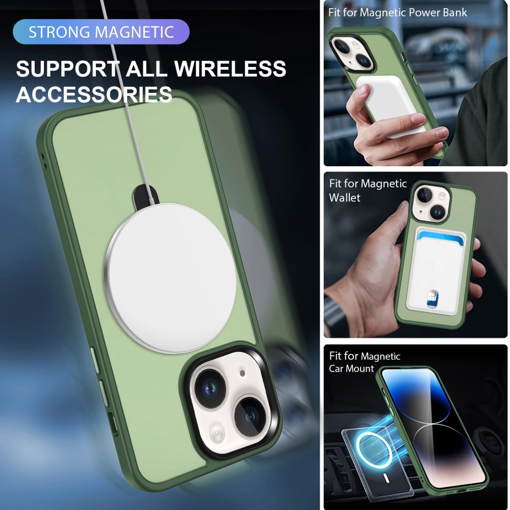 iPhone 15 Plus Hybridcase MagSafe Ring groen