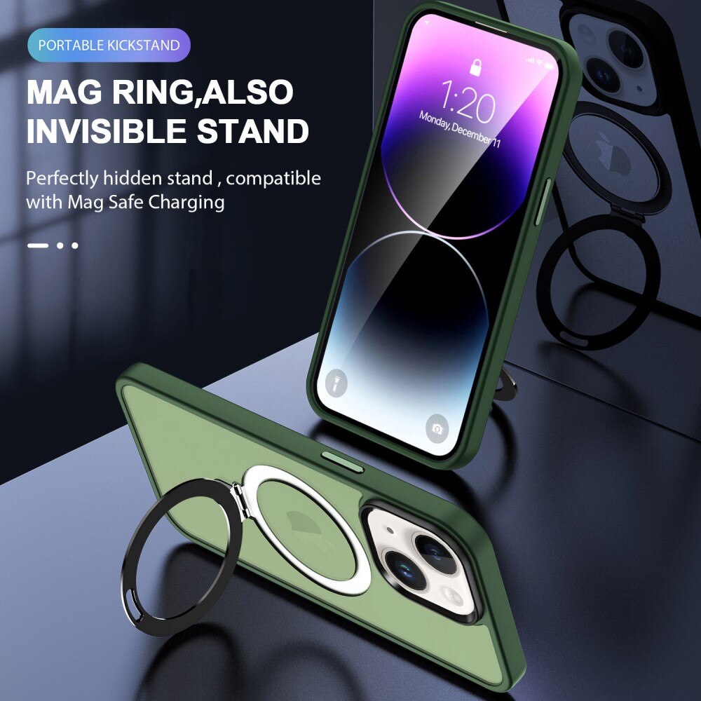 iPhone 15 Plus Hybridcase MagSafe Ring Groen