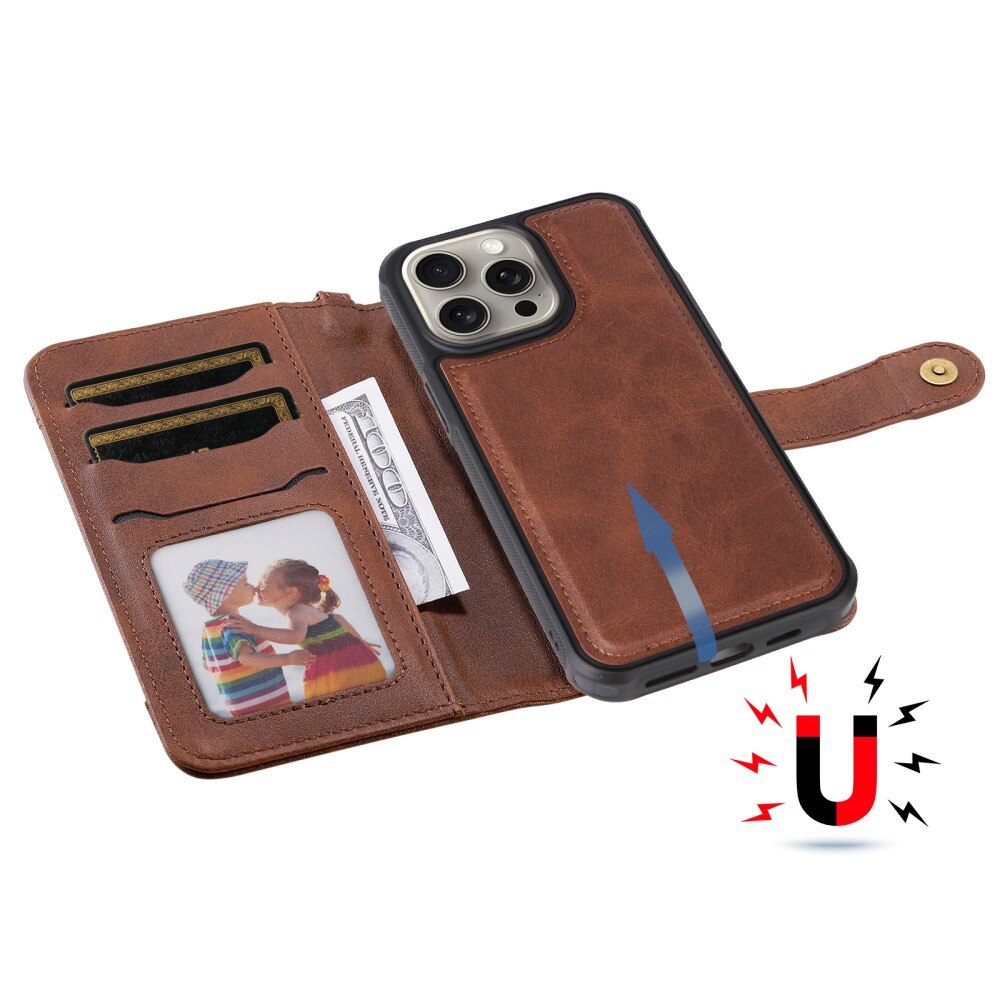 iPhone 15 Pro Max Magnet Leather Wallet bruin