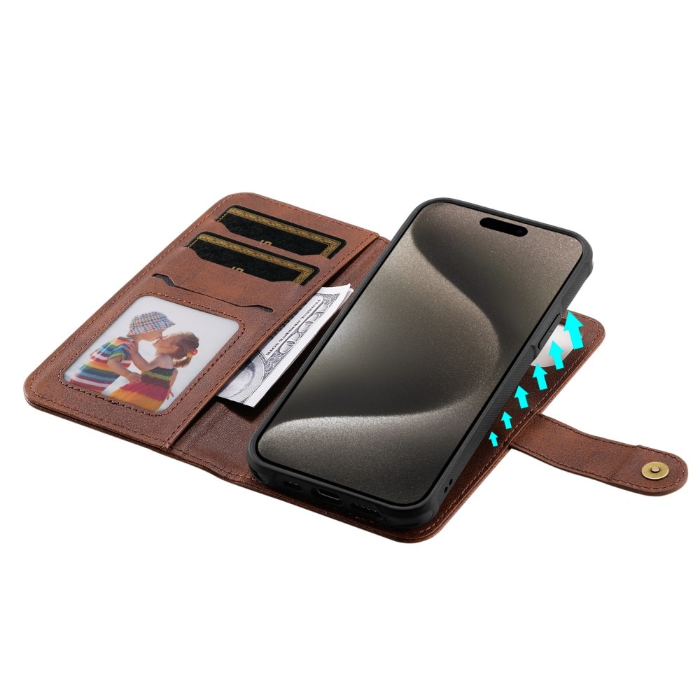 iPhone 15 Pro Max Magnet Leather Wallet bruin