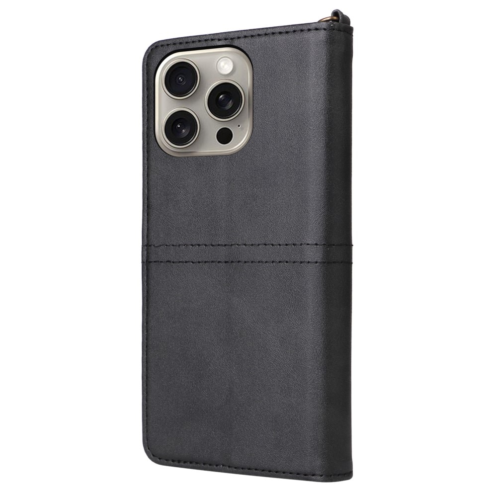 iPhone 15 Pro Max Magnet Leather Wallet zwart