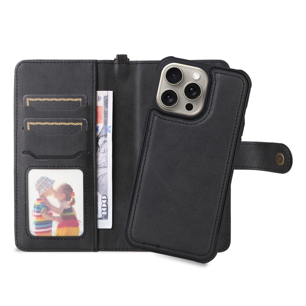 iPhone 15 Pro Max Magnet Leather Wallet zwart