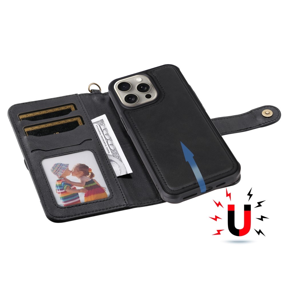 iPhone 15 Pro Max Magnet Leather Wallet zwart
