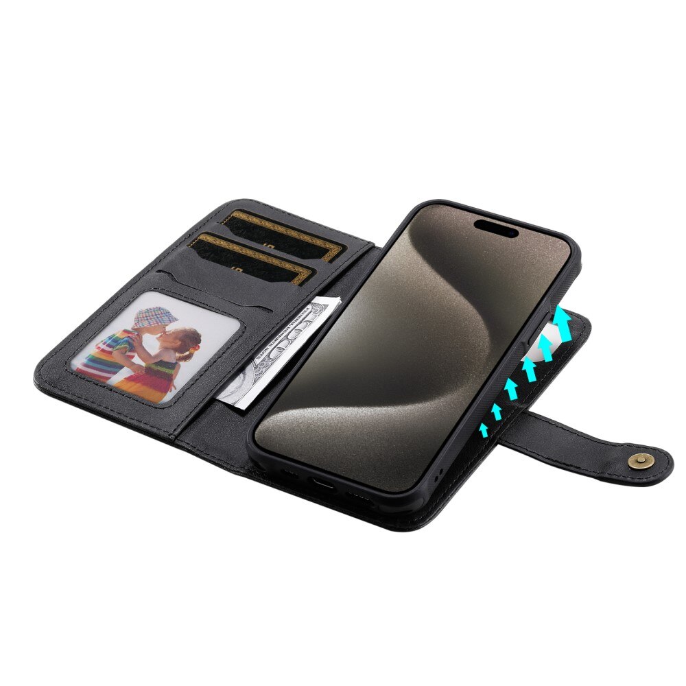 iPhone 15 Pro Max Magnet Leather Wallet zwart