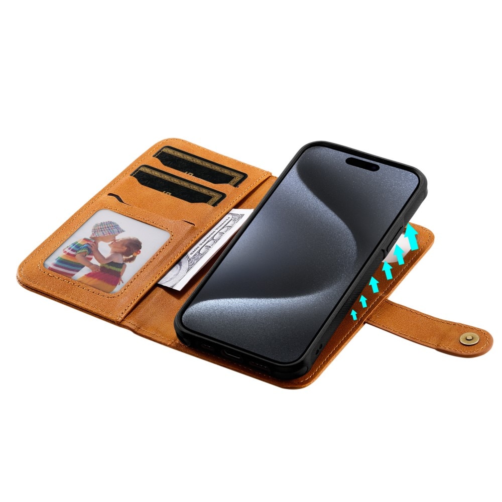 iPhone 15 Pro Magnet Leather Wallet Cognac
