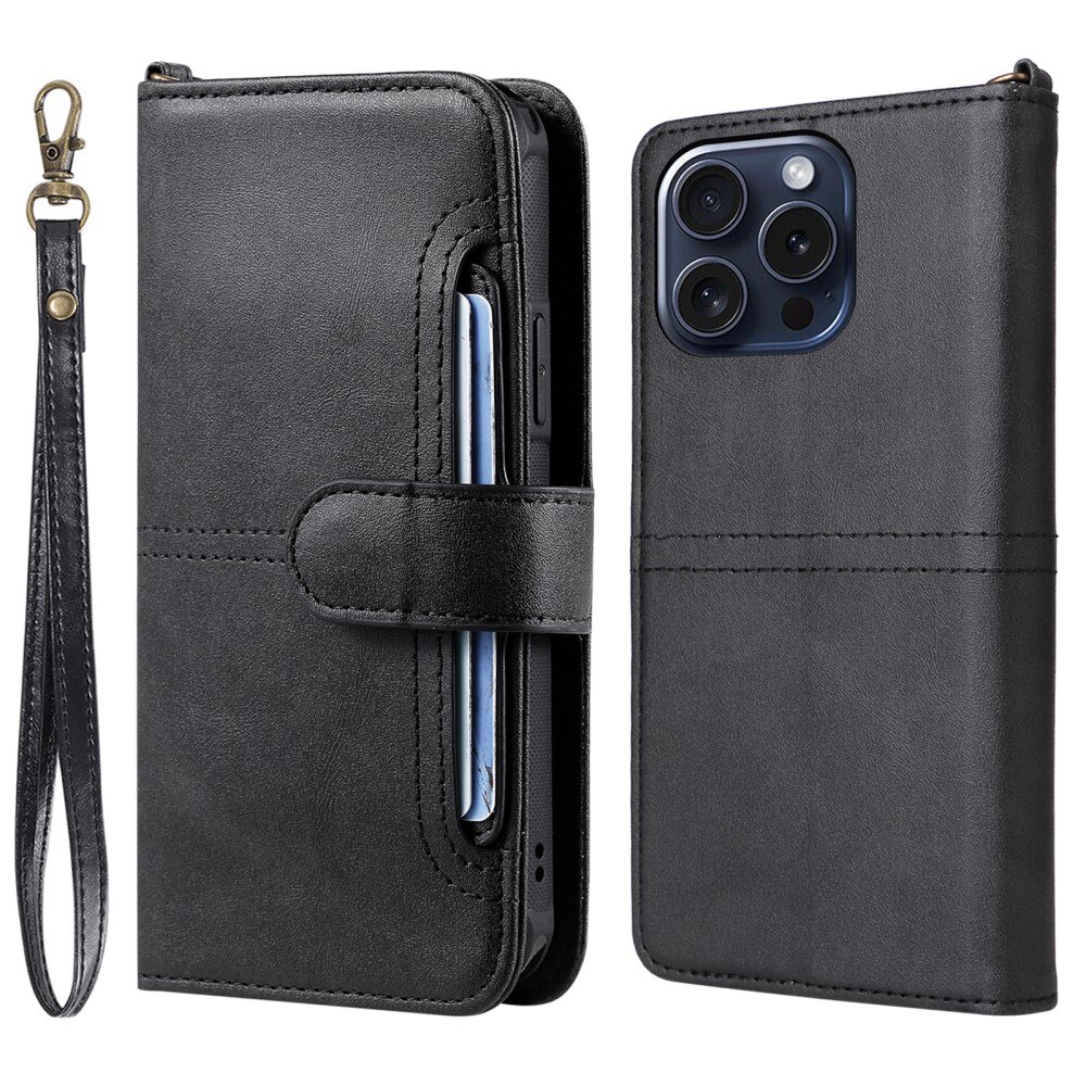 iPhone 15 Pro Magnet Leather Wallet zwart