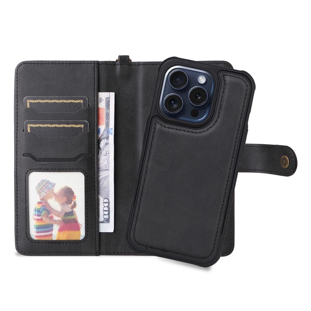 iPhone 15 Pro Magnet Leather Wallet zwart