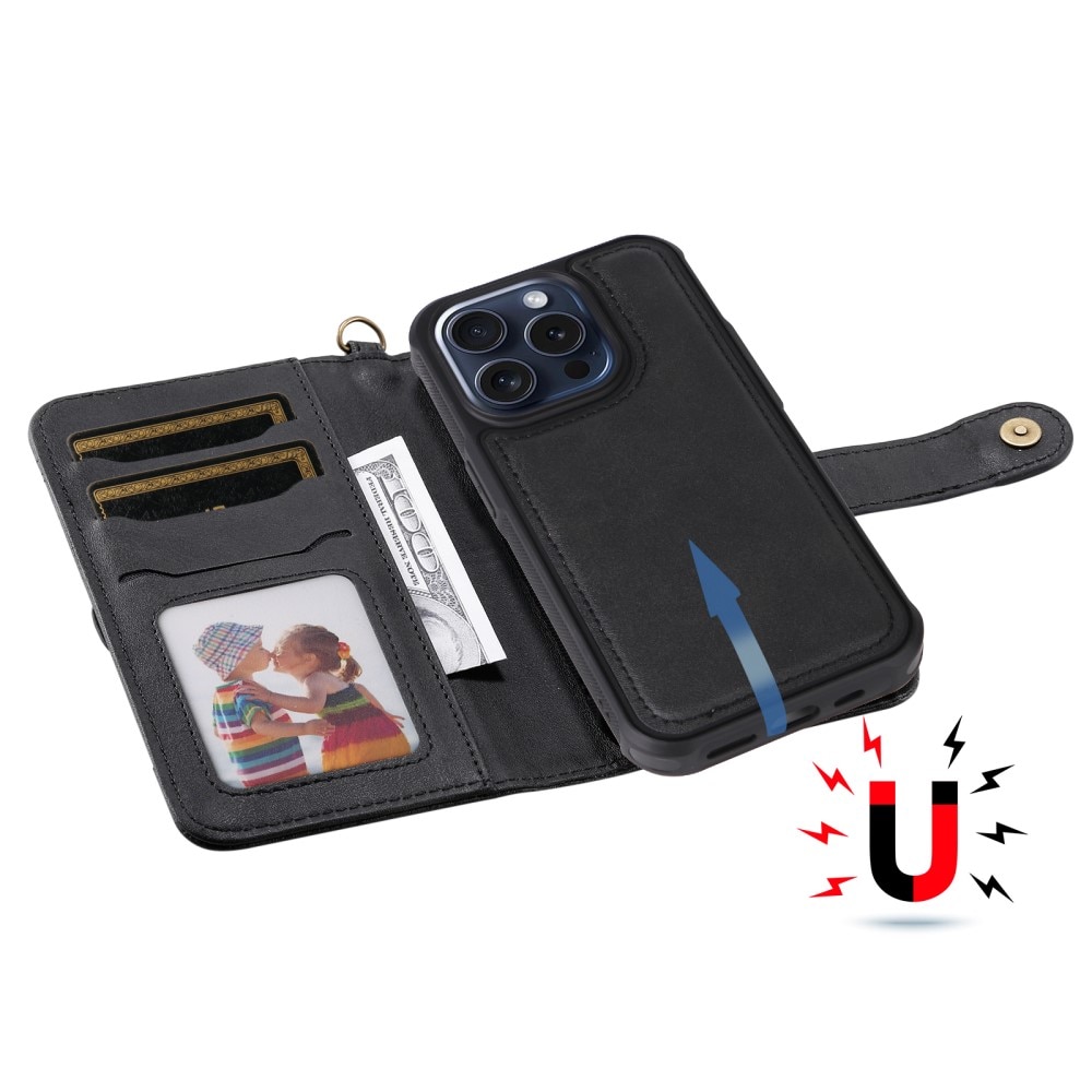 iPhone 15 Pro Magnet Leather Wallet zwart