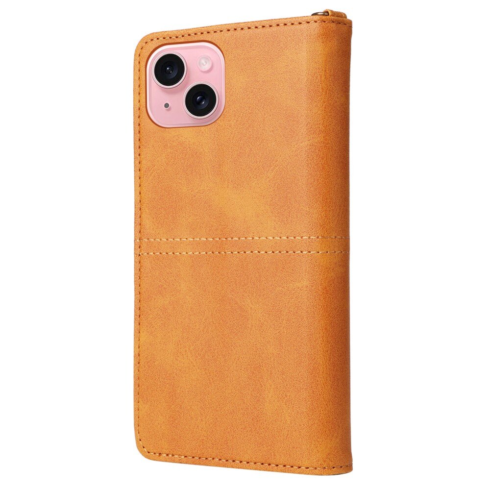 iPhone 15 Magnet Leather Wallet Cognac