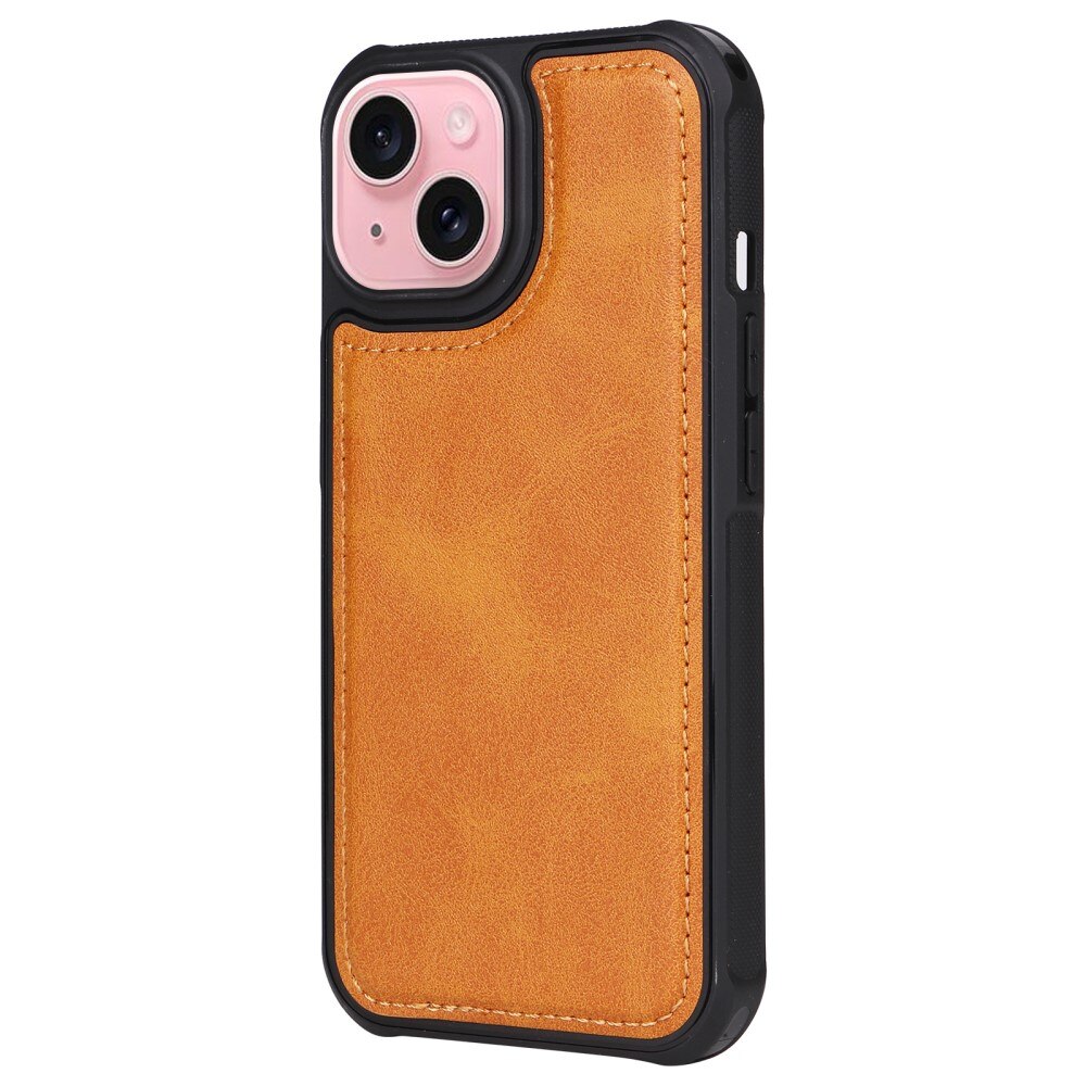 iPhone 15 Magnet Leather Wallet Cognac