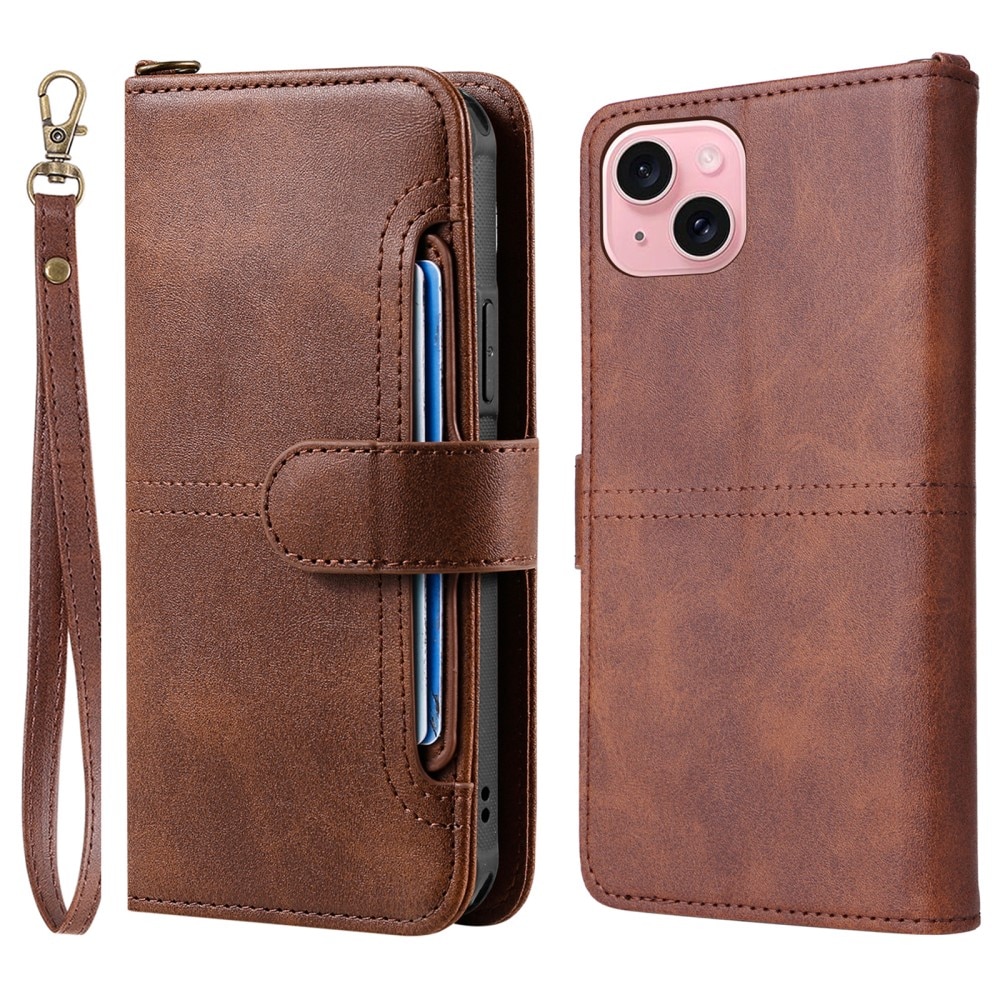 iPhone 15 Magnet Leather Wallet bruin