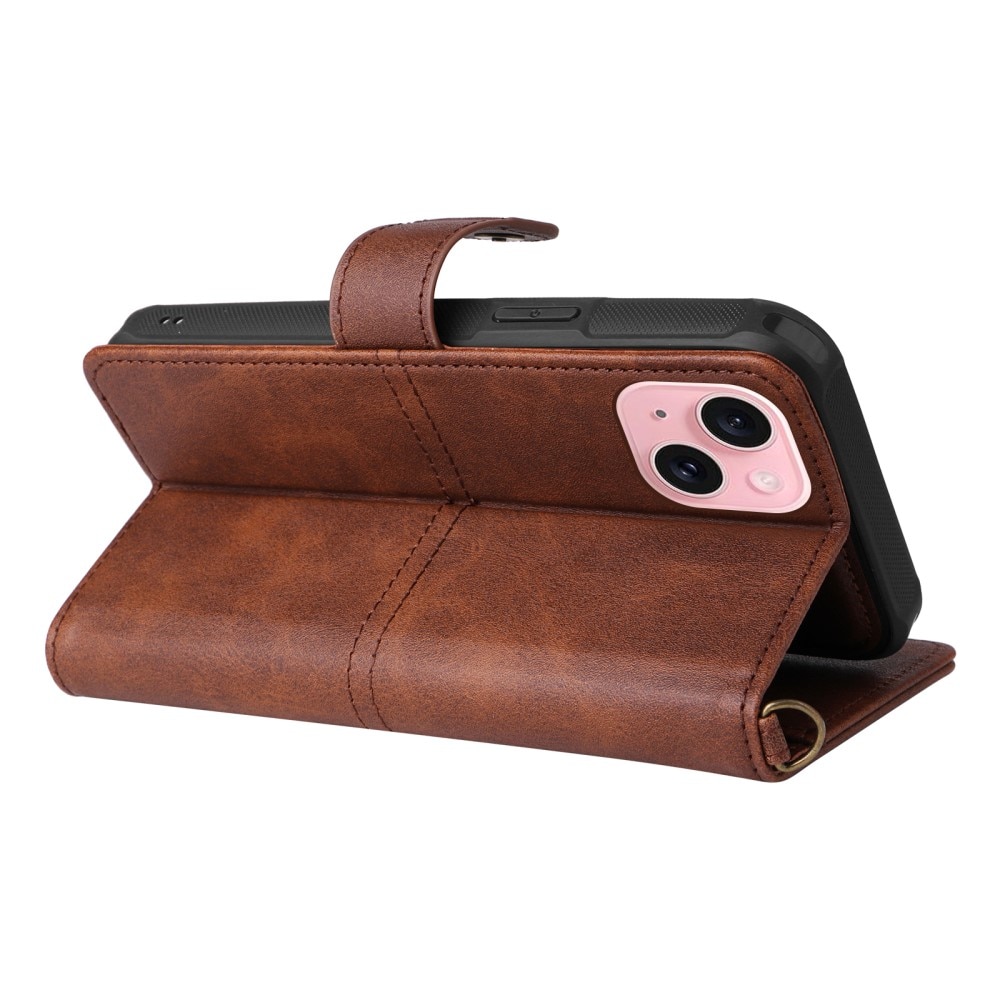 iPhone 15 Magnet Leather Wallet bruin