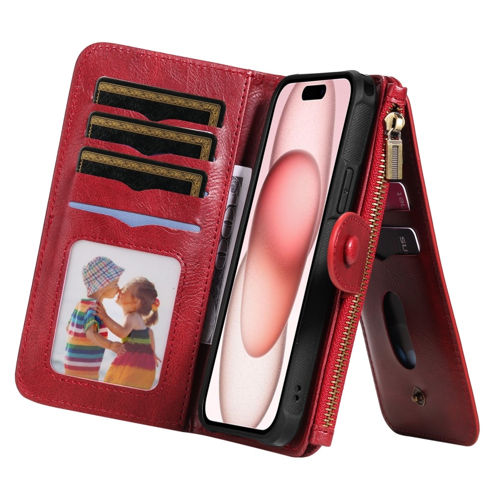 iPhone 15 Magnet Leather Multi-Wallet rood