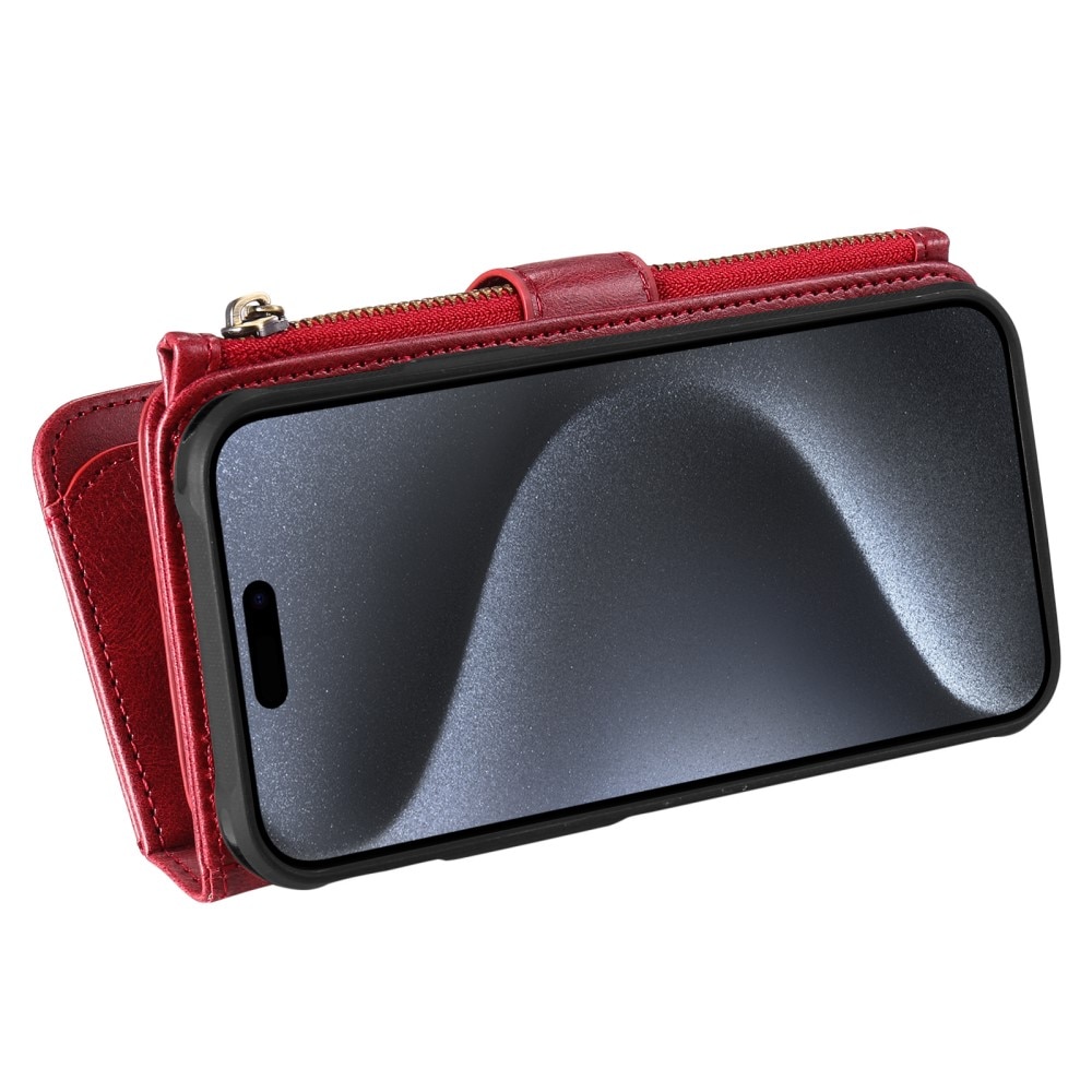 iPhone 15 Pro Magnet Leather Multi-Wallet rood