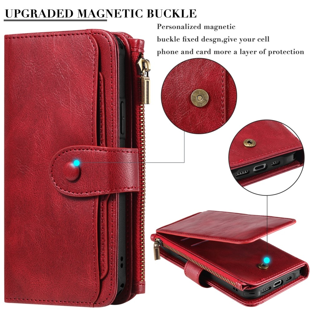 iPhone 15 Pro Magnet Leather Multi-Wallet rood