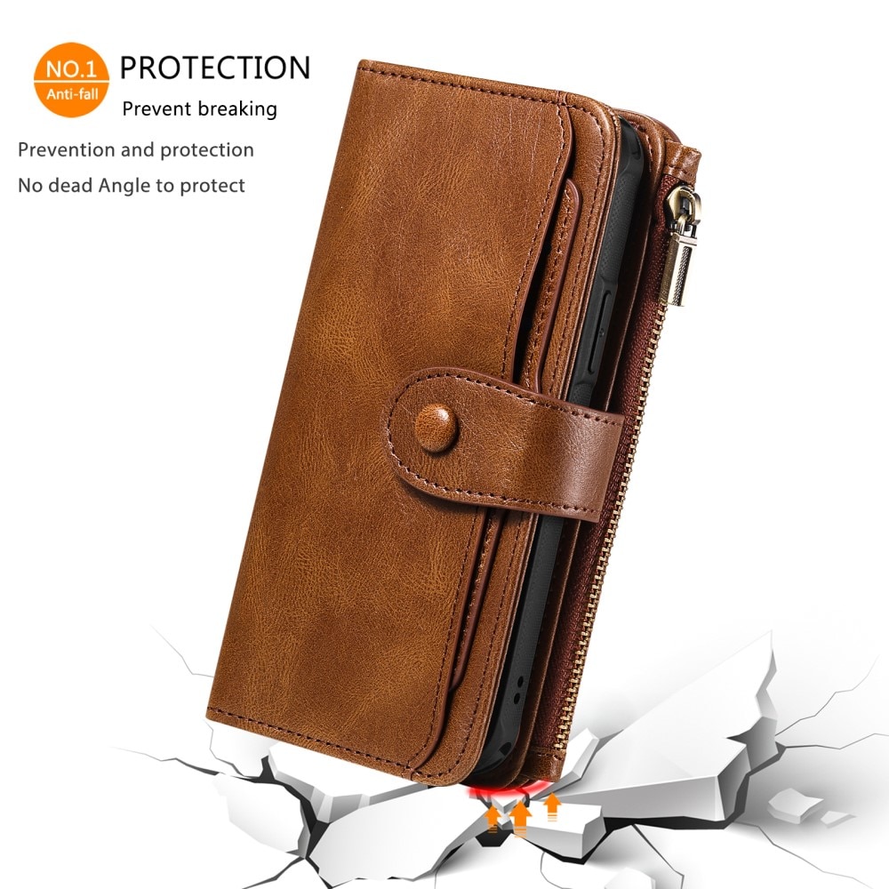 iPhone 15 Pro Magnet Leather Multi-Wallet bruin