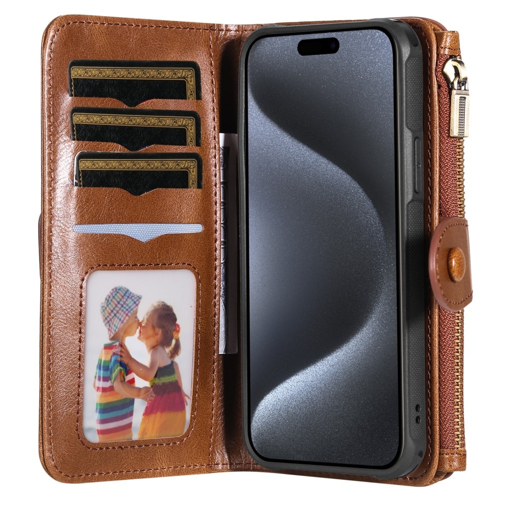 iPhone 15 Pro Magnet Leather Multi-Wallet bruin