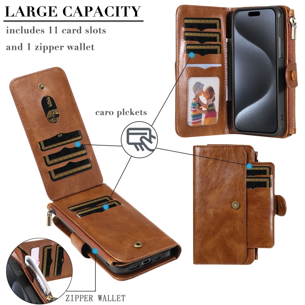 iPhone 15 Pro Magnet Leather Multi-Wallet bruin