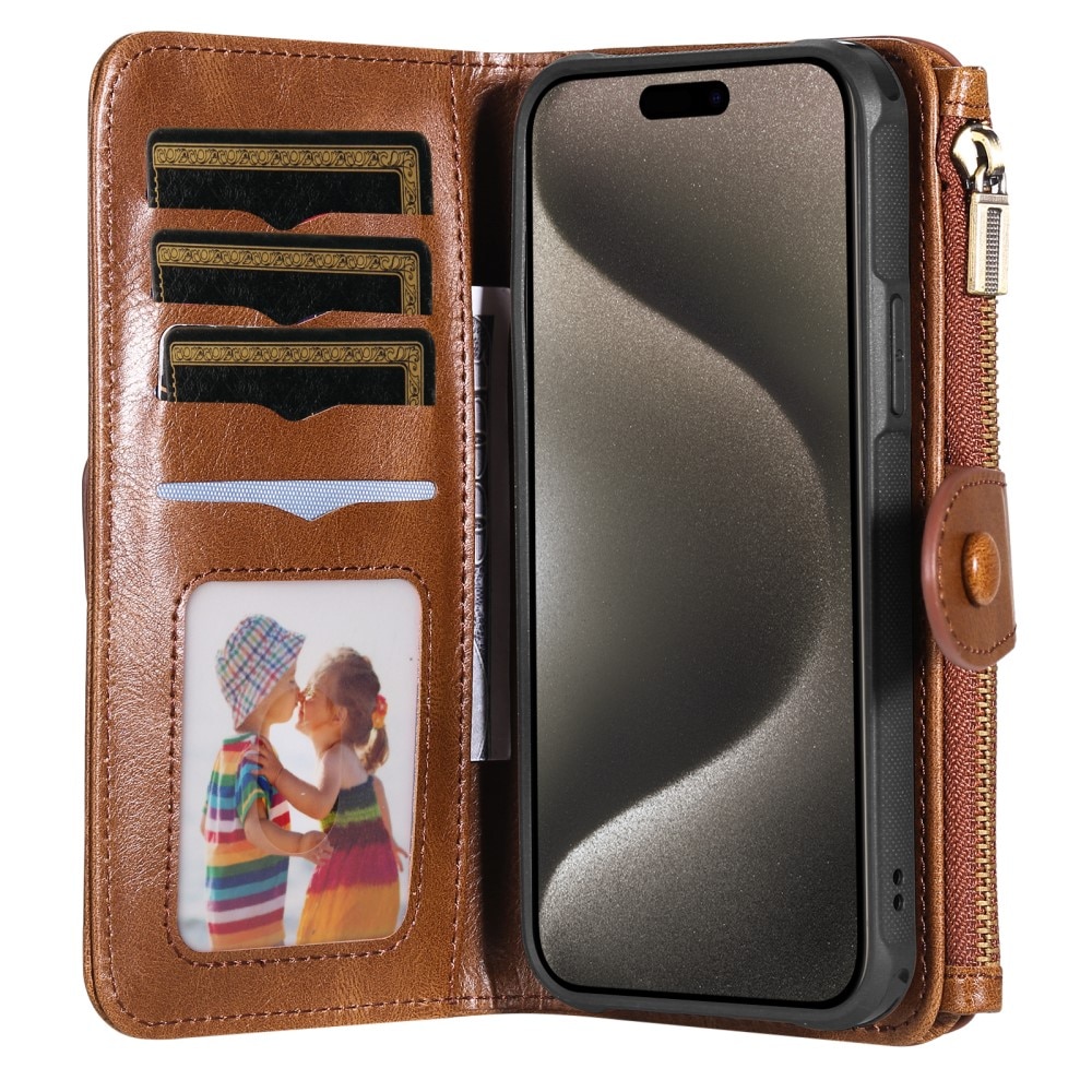 iPhone 15 Pro Max Magnet Leather Multi-Wallet bruin