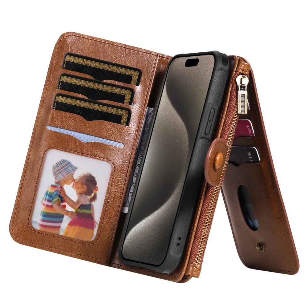 iPhone 15 Pro Max Magnet Leather Multi-Wallet bruin