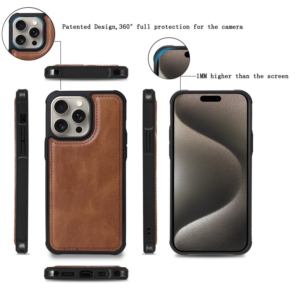 iPhone 15 Pro Max Magnet Leather Multi-Wallet bruin