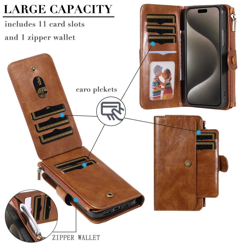 iPhone 15 Pro Max Magnet Leather Multi-Wallet bruin