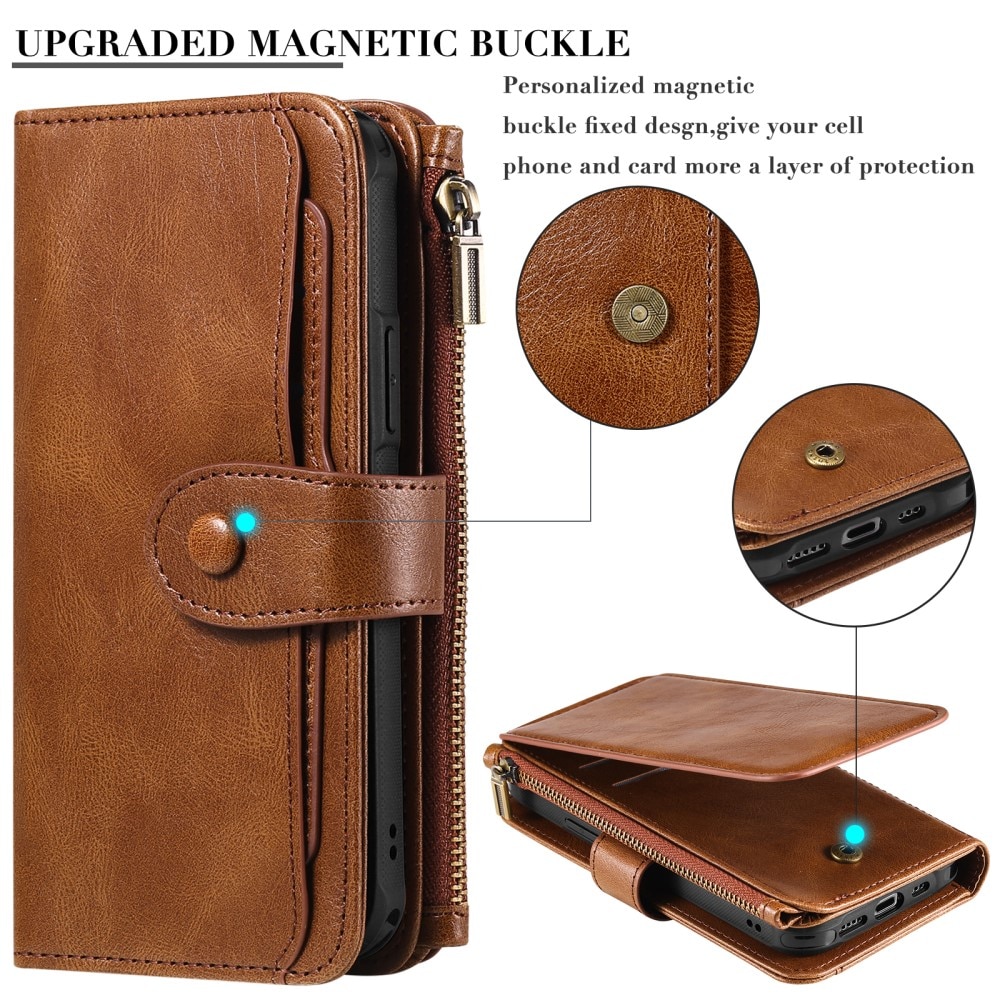 iPhone 15 Pro Max Magnet Leather Multi-Wallet bruin
