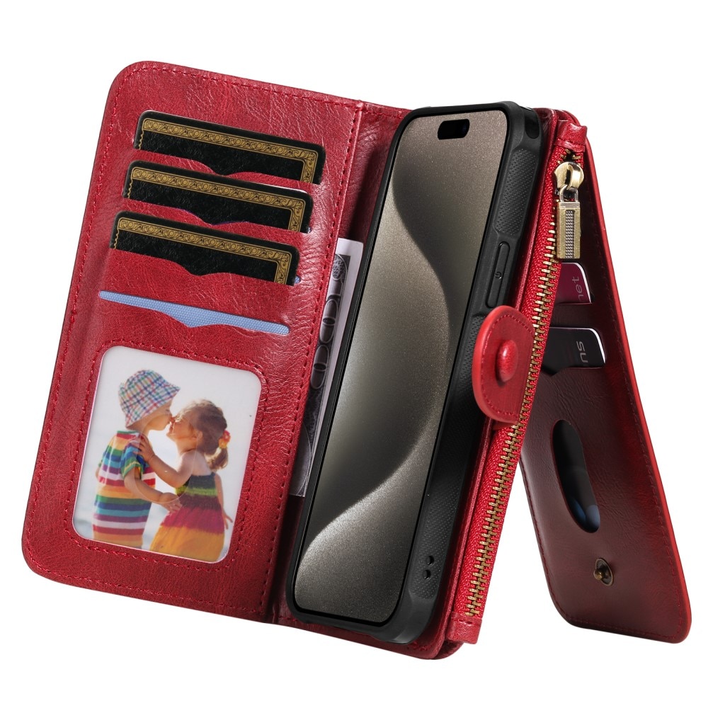 iPhone 15 Pro Max Magnet Leather Multi-Wallet rood