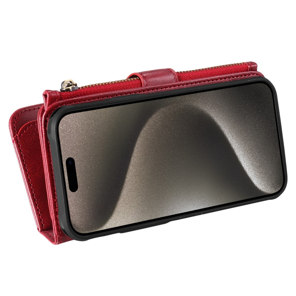 iPhone 15 Pro Max Magnet Leather Multi-Wallet rood