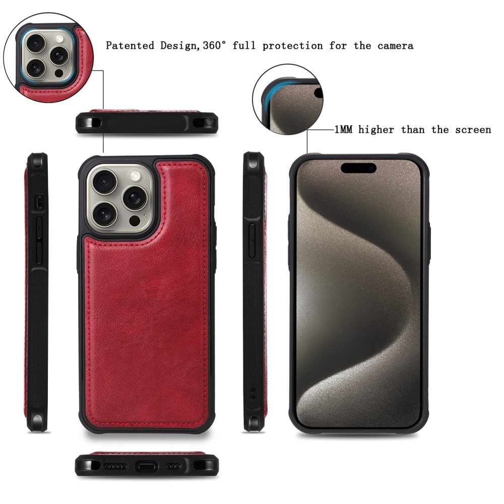 iPhone 15 Pro Max Magnet Leather Multi-Wallet rood