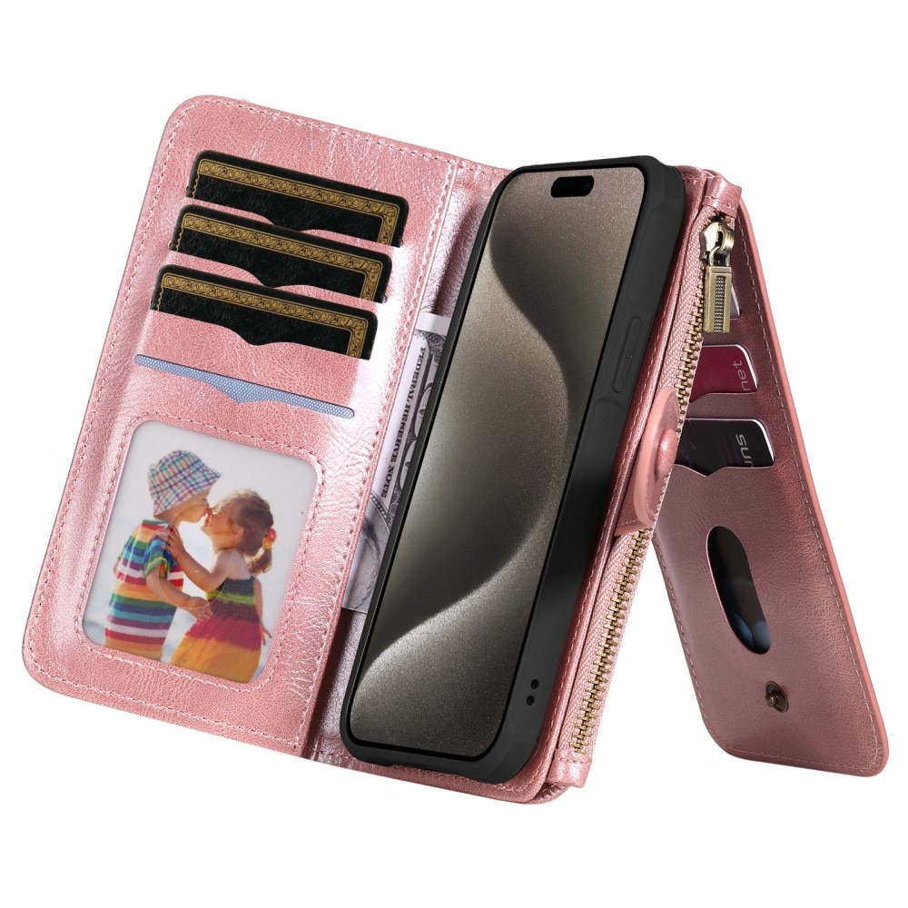 iPhone 15 Pro Max Magnet Leather Multi-Wallet roze