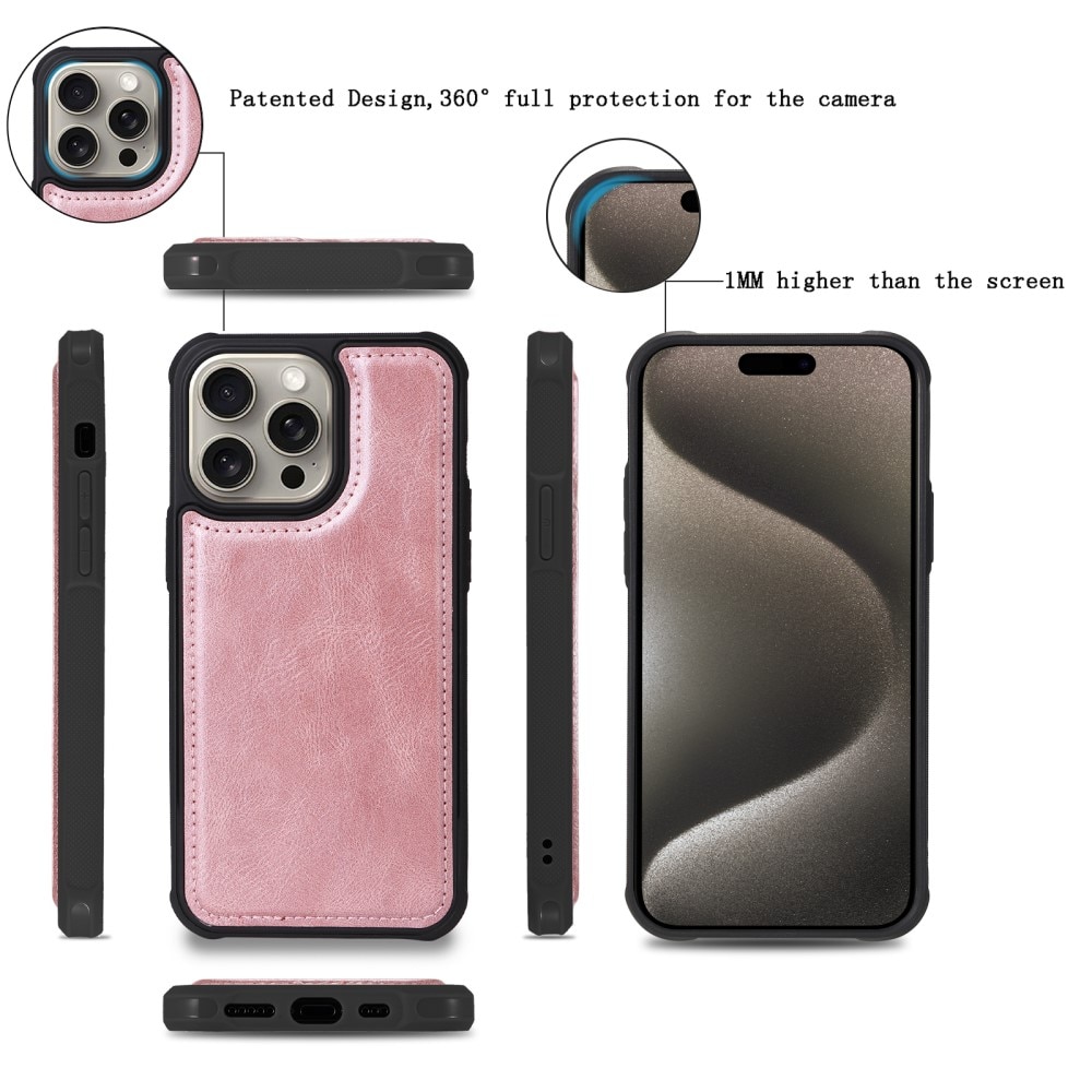 iPhone 15 Pro Max Magnet Leather Multi-Wallet roze