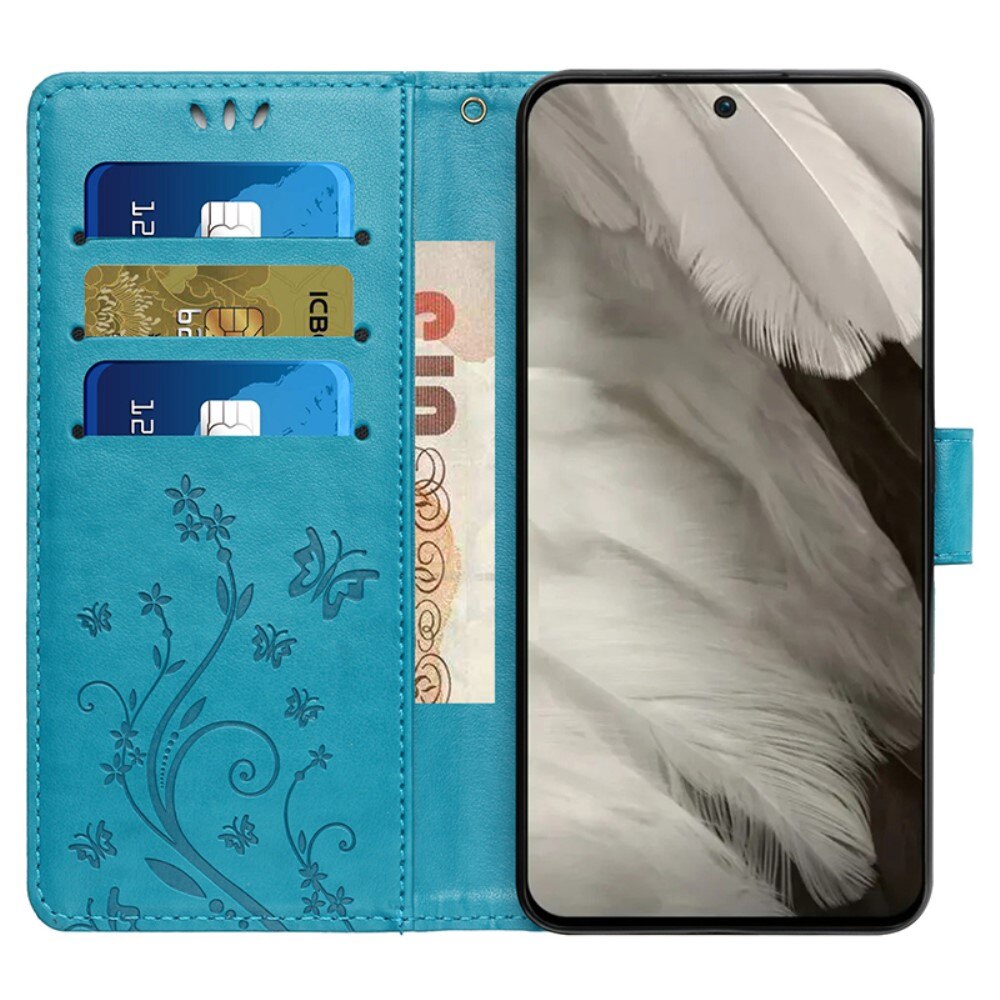 Google Pixel 8 Leren vlinderhoesje blauw