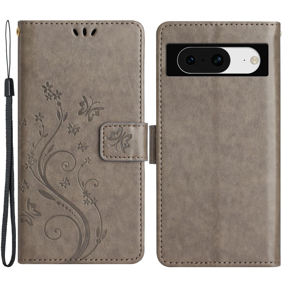Google Pixel 8 Leren vlinderhoesje Grijs